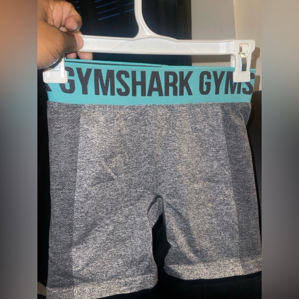 Gymshark Grey Biker Short Teal Waistband Seamless Athletic Workout Gym Small